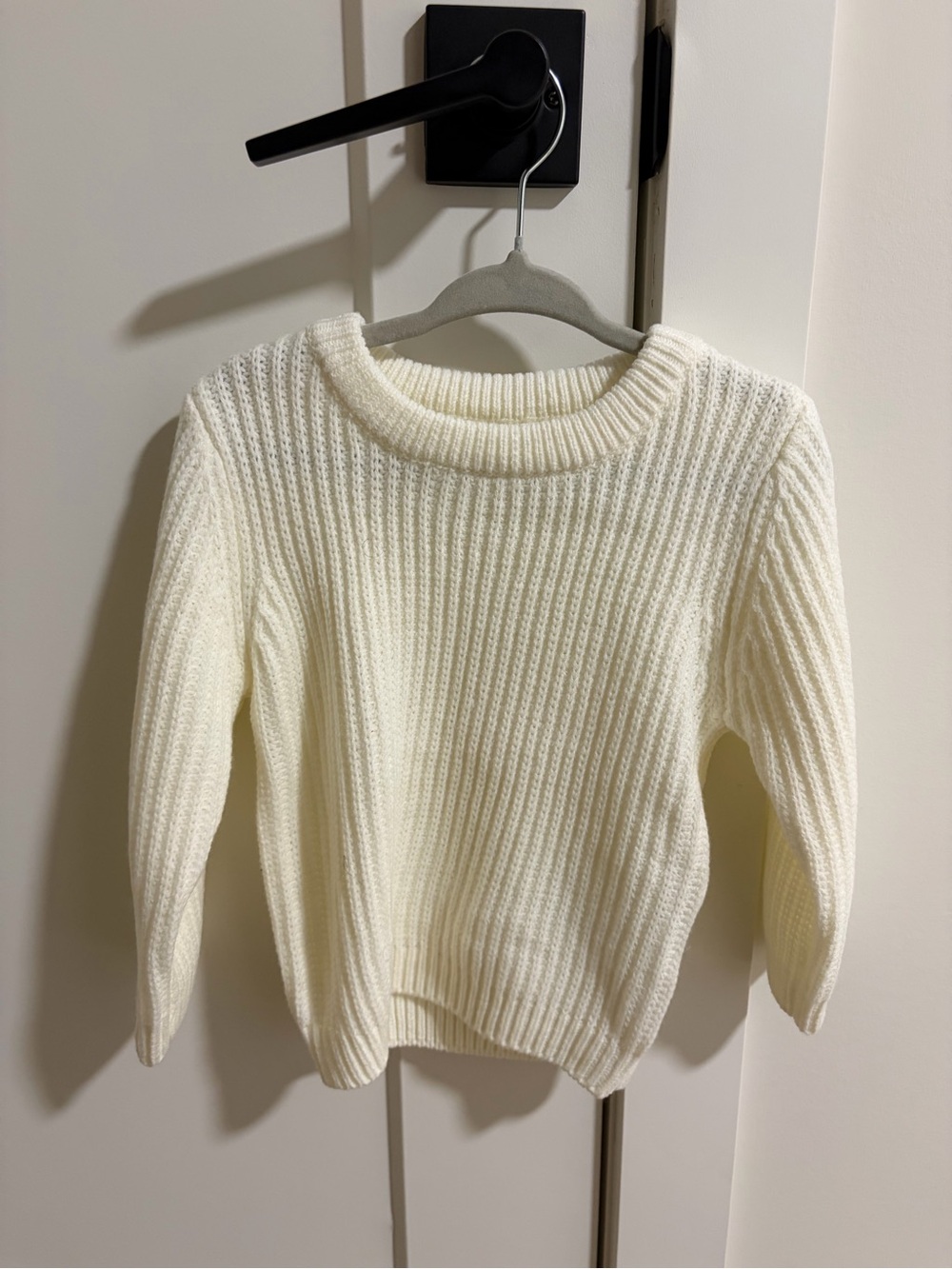 Kids/toddler Cream Ribbed Crewneck Sweater